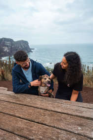 Couple with dog in St. Abbs
