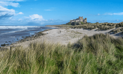 people on Bamburgh Beach
