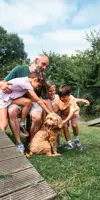 Family with dog at Viewfield Manor