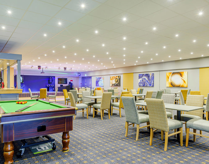 Pool table and restaurant facilities at Viewfield Manor 