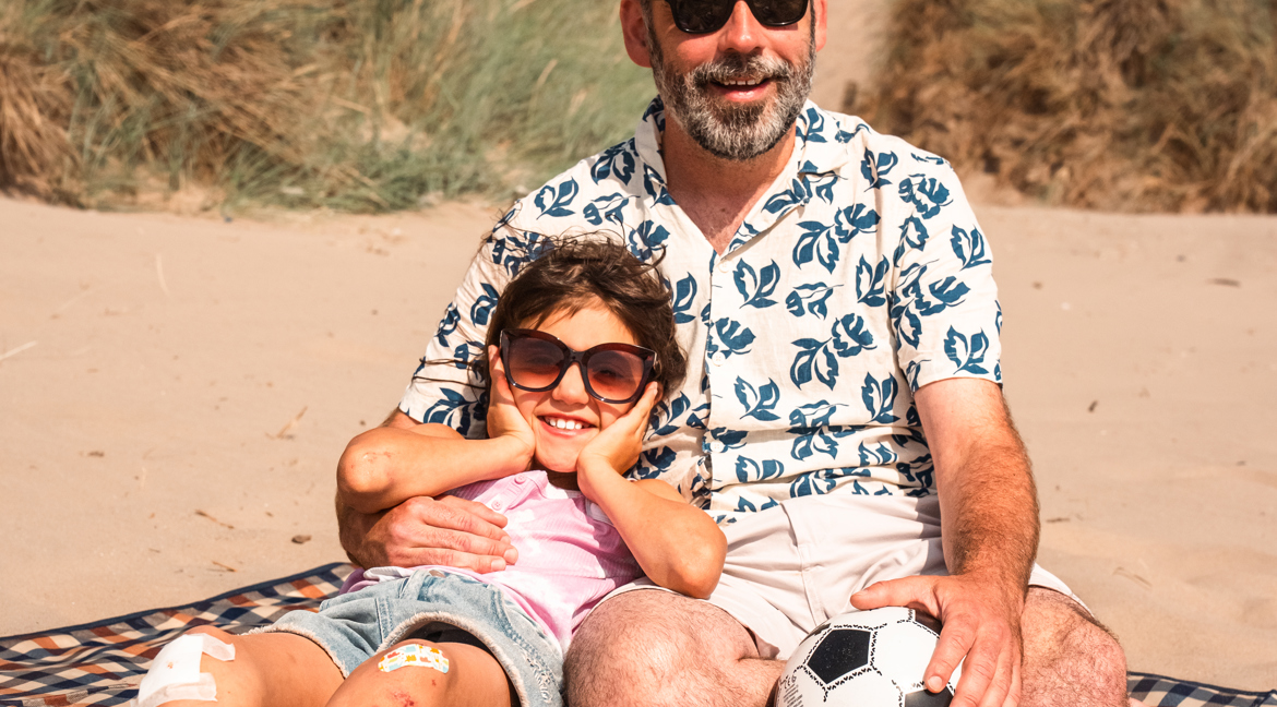 Dad and daughter at Irvine beach