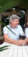 Couple with alfresco drinks