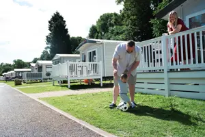 Family in holiday accommodation