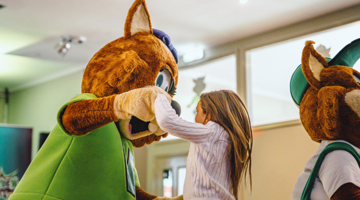 Violet the fox entertaining the guests