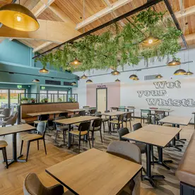 The Drift Inn Coldingham Bay bar and restaurant tables