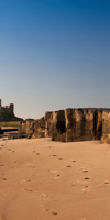 Bamburgh beach with Castle in distance